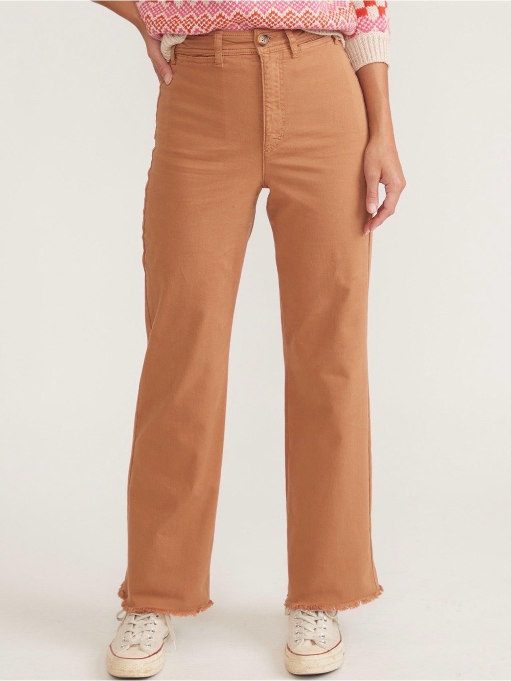 Marine Layer Bridget Pants in Tobacco Full Length Wide Leg Raw Hem NEW Fall